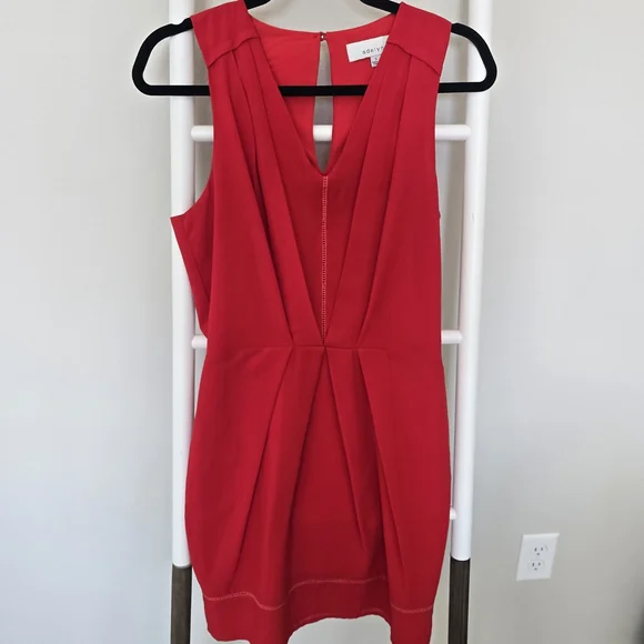 Adelyn Rae Vibrant Red V Neck Short Cocktail Dress Size S - Picture 4 of 9